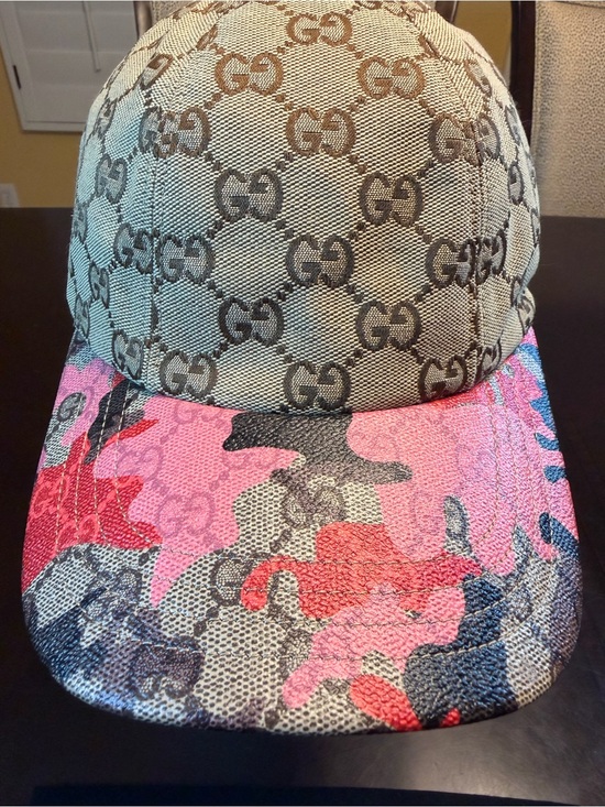 New Authentic Gucci GG Supreme Logo Baseball Hat Tan Pink Size L main image 6